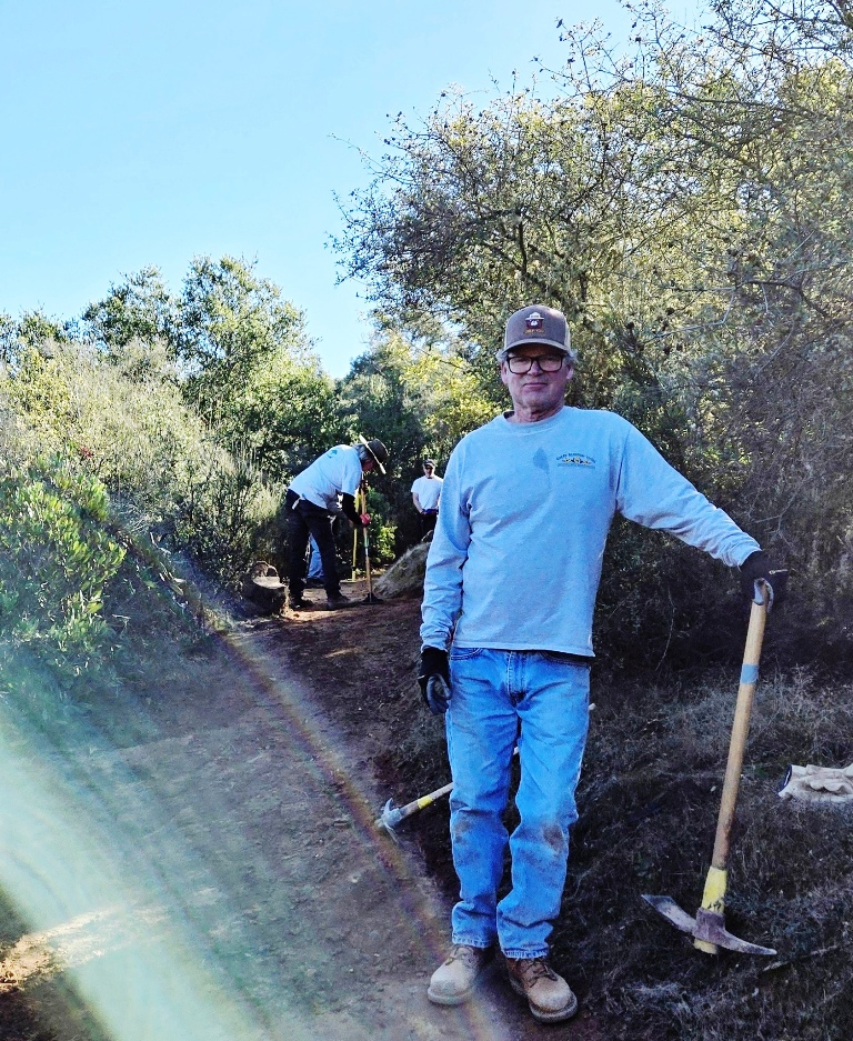 Jim taking a break from working on the trail.